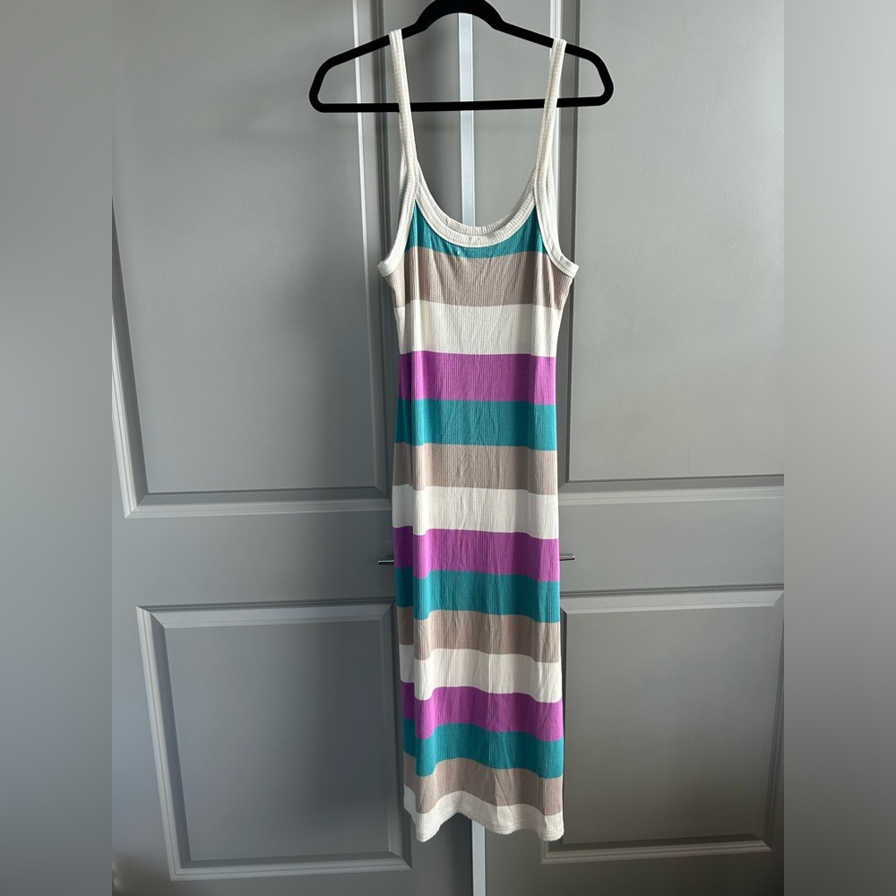 Z Supply $88 stripe midi dress size medium resort wear coatsal beach - Picture 3 of 7